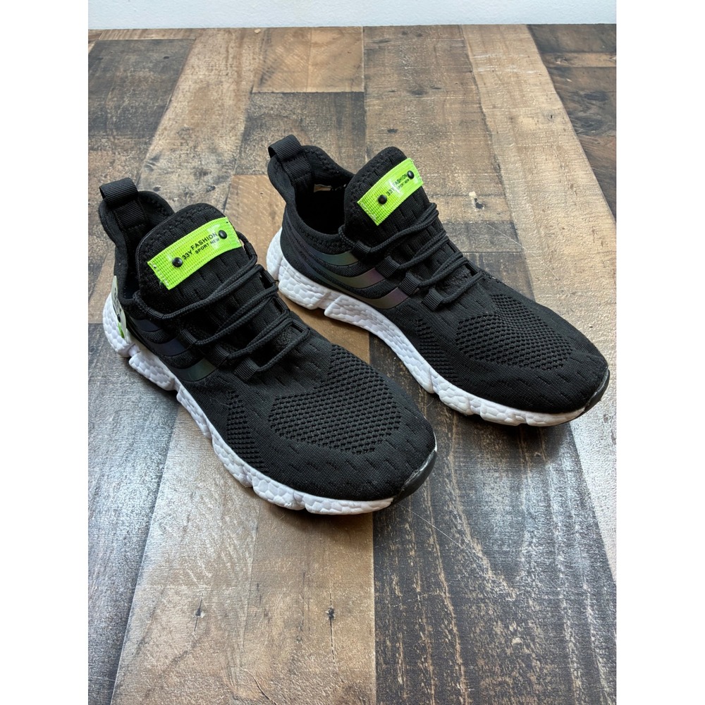 33Y Fashion Sport New Knit Sneakers Mens 42 Black Neon Green Athletic Shoes